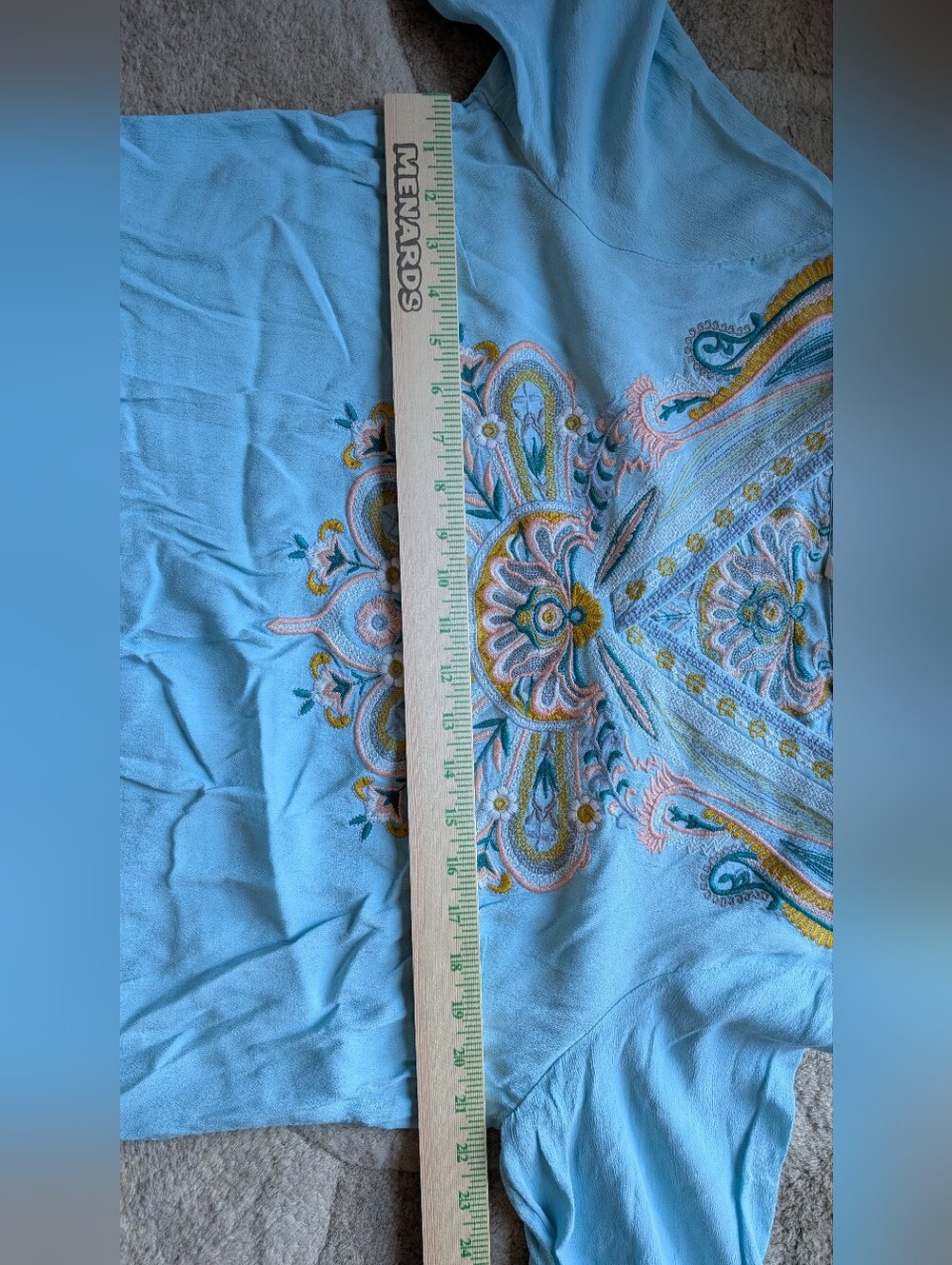 Soft Surroundings Light Blue Embroidered V-Neck Tunic - Picture 11 of 11